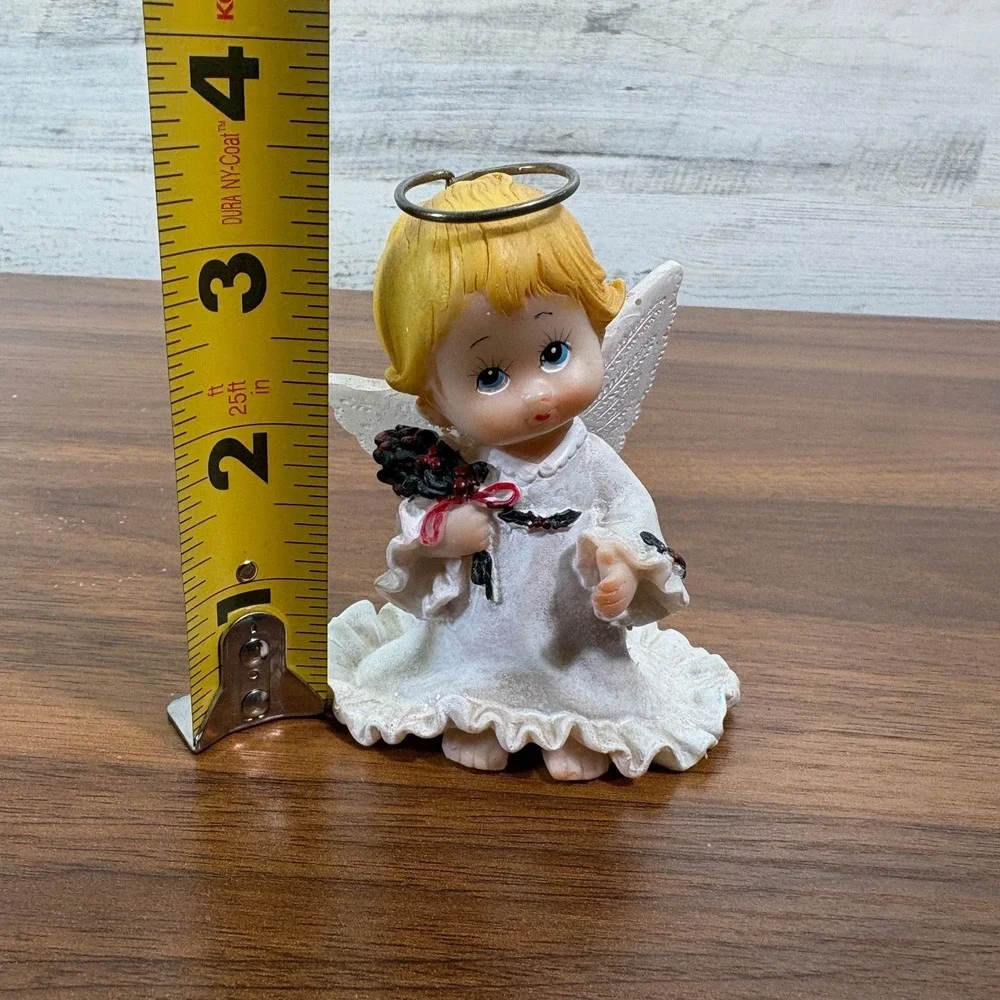 Vintage Enesco Ruth Morehead Holly Babes Christmas Angel Ornament Mouse 1986